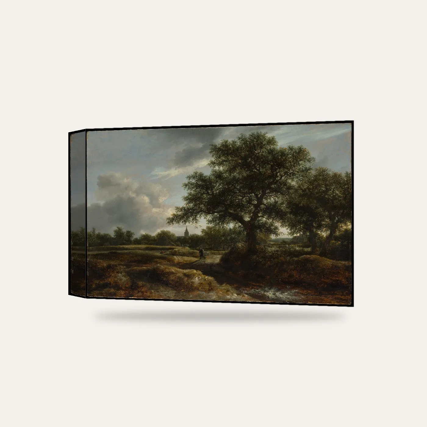 Jacob van Ruisdael Uzakta Köy Olan Manzara Kanvas Tablo — 3 boyutlu görünüm