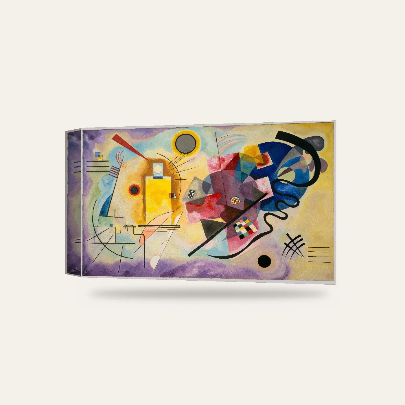 Kandinsky Sarı-Kırmızı-Mavi Kanvas Tablo — 3 boyutlu görünüm