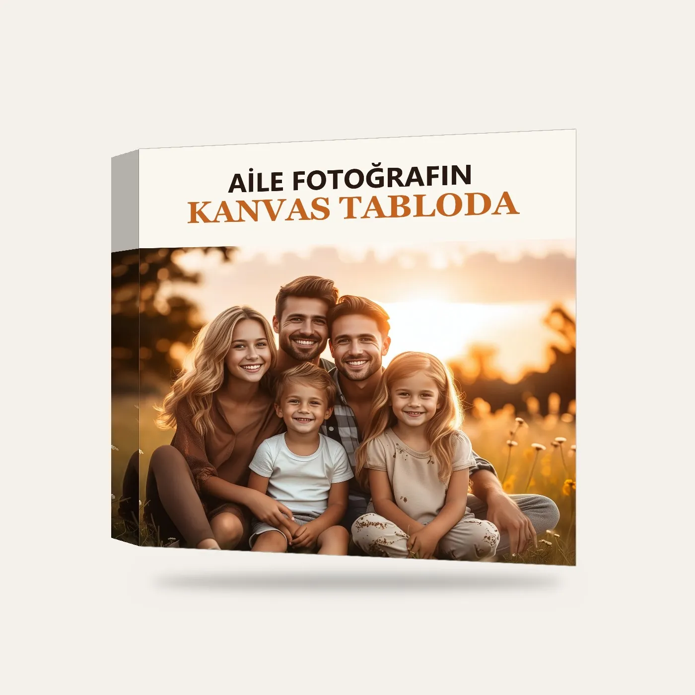 Kişiye Özel Aile Fotoğrafı Kanvas Tablo — 3 boyutlu görünüm