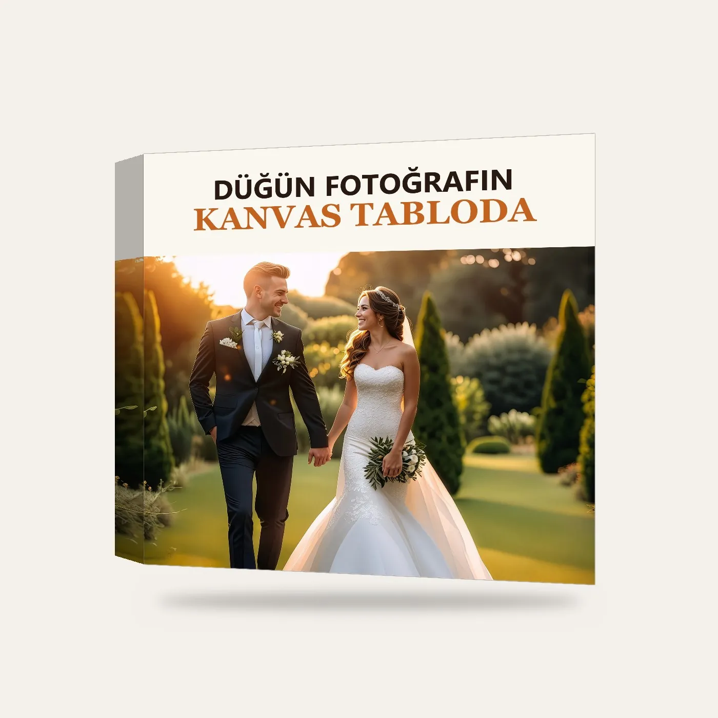 Kişiye Özel Düğün Fotoğrafı Kanvas Tablo — 3 boyutlu görünüm