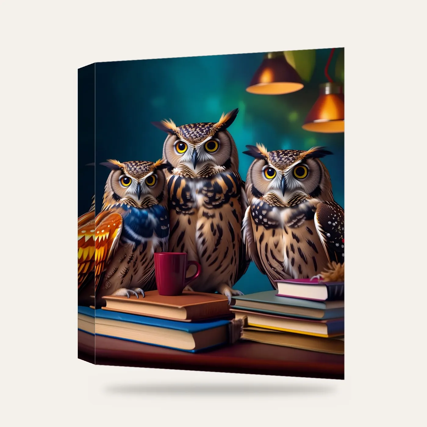 Kitap Kulübü Baykuşlar Kanvas Tablo — 3 boyutlu görünüm