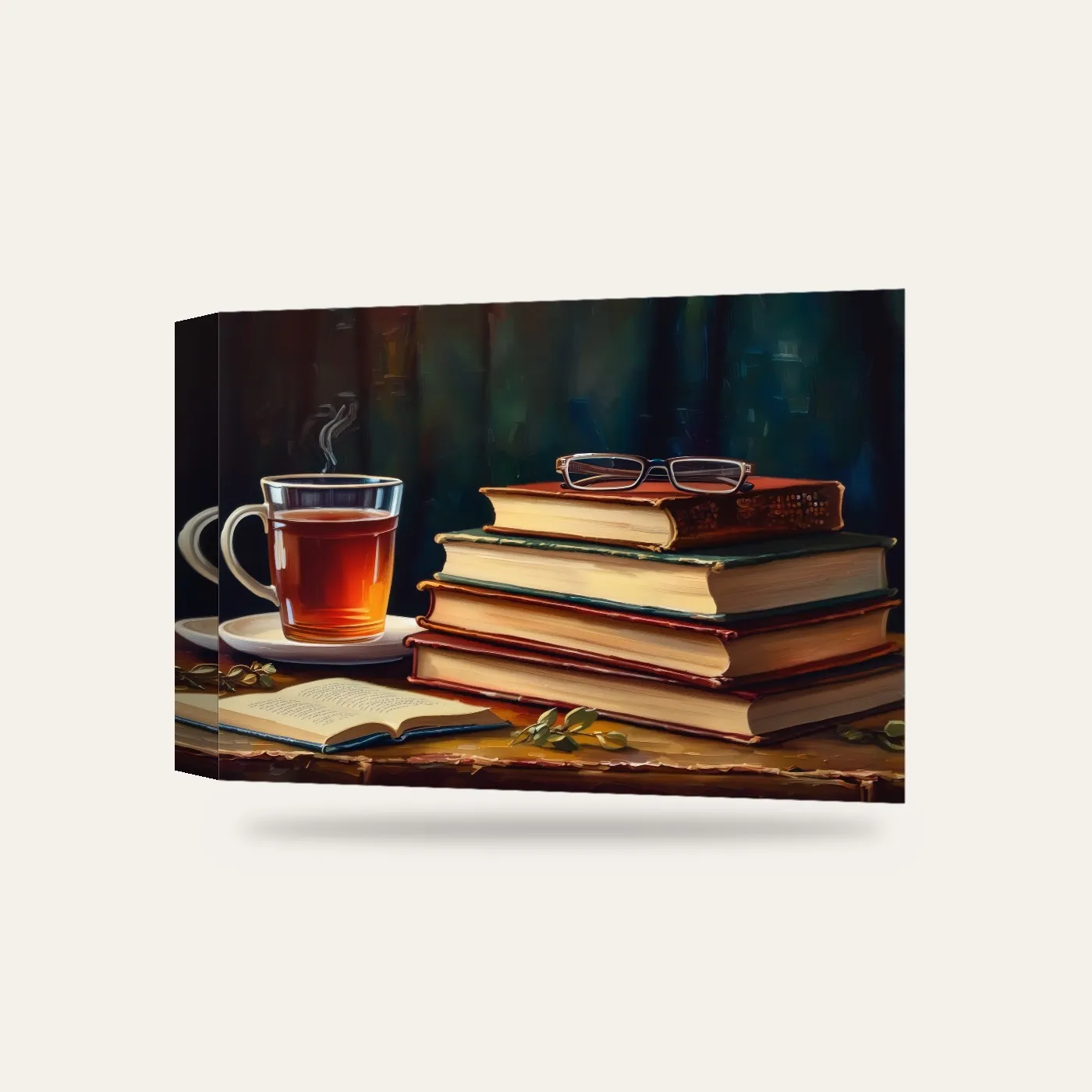 Kitap Kurdu Kanvas Tablo — 3 boyutlu görünüm