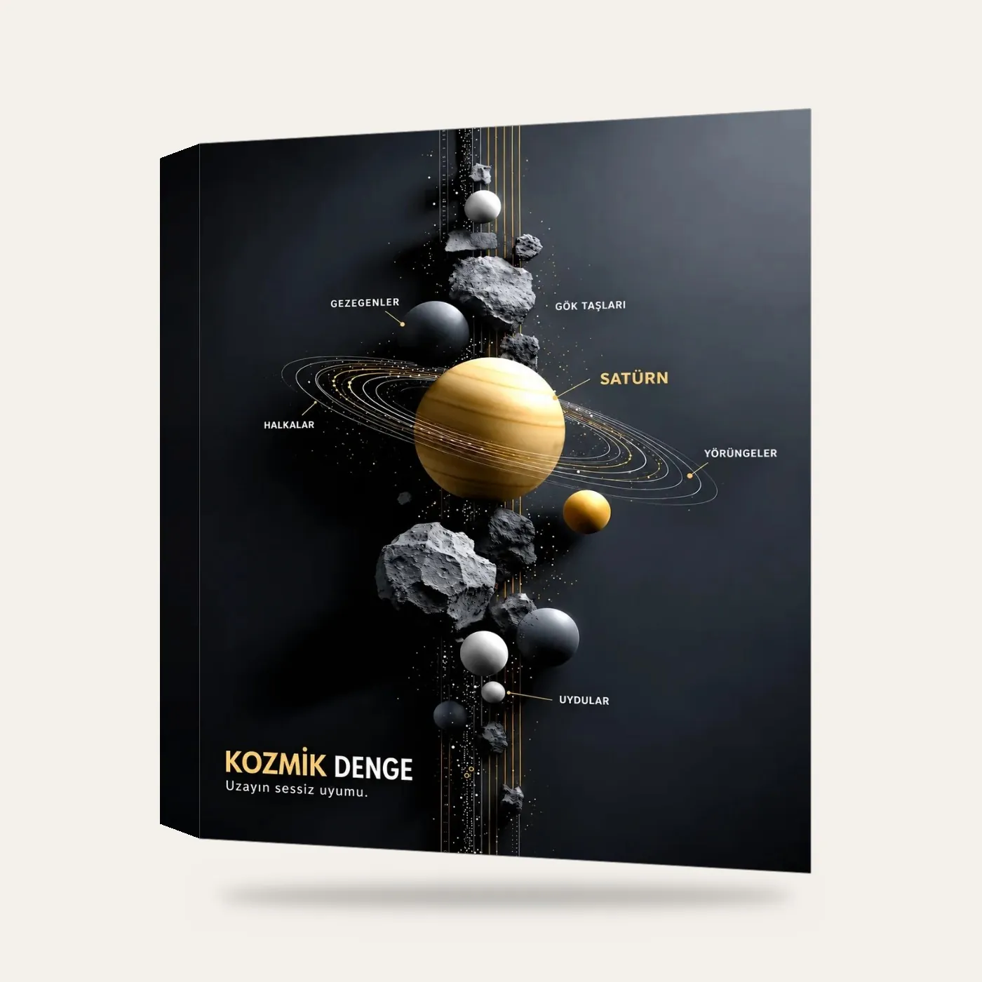 Kozmik Denge Güneş Sistemi Kanvas Tablo — 3 boyutlu görünüm