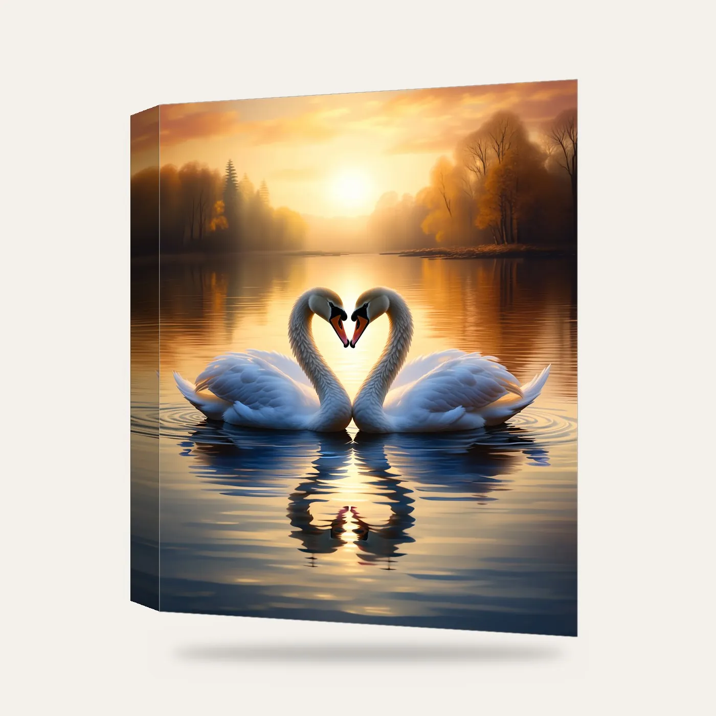 Kuğular Kanvas Tablo — 3 boyutlu görünüm