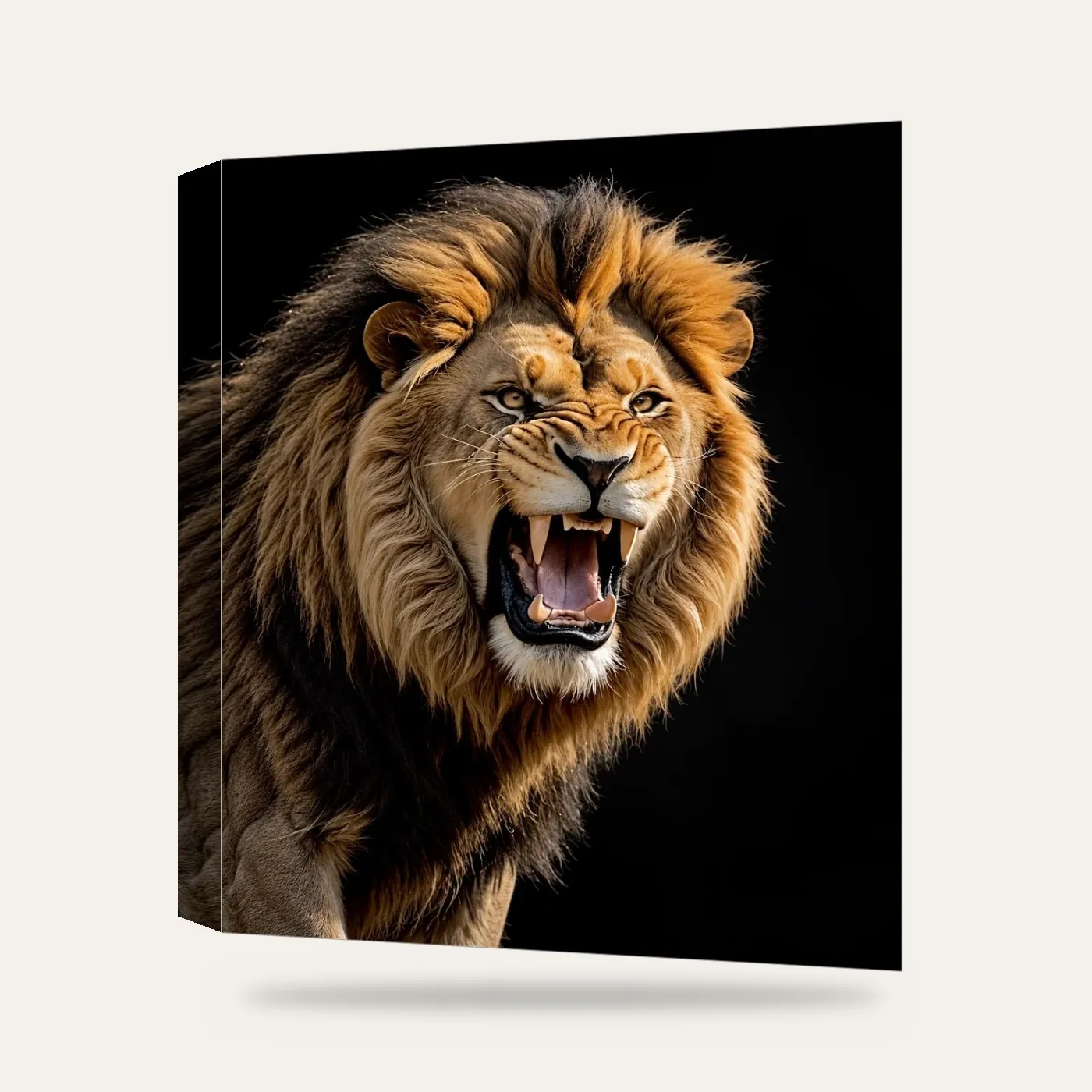 Kükreyen Aslan Kanvas Tablo — 3 boyutlu görünüm