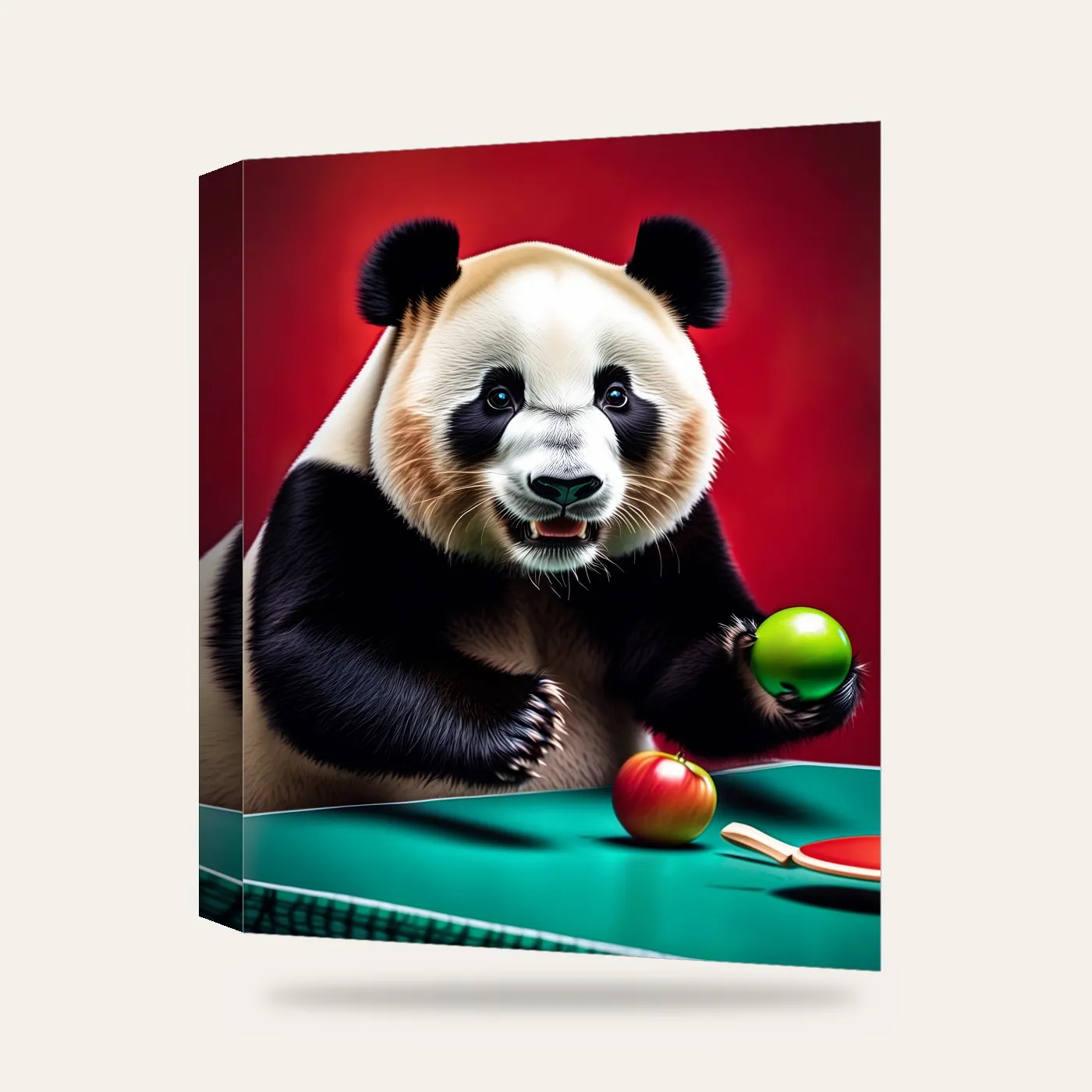 Masa Tenisi Oynayan Panda Kanvas Tablo — 3 boyutlu görünüm