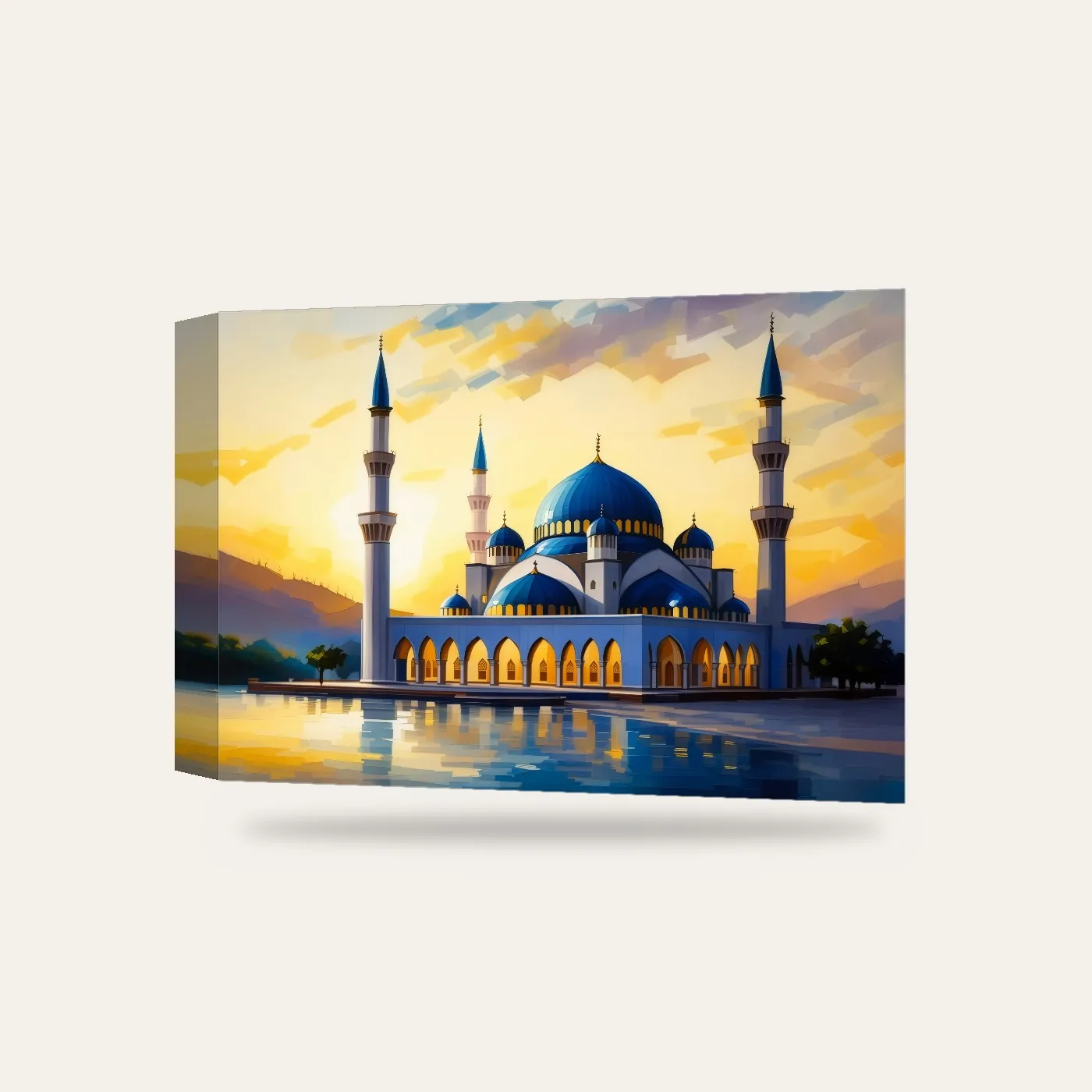 Mavi Cami Kanvas Tablo — 3 boyutlu görünüm