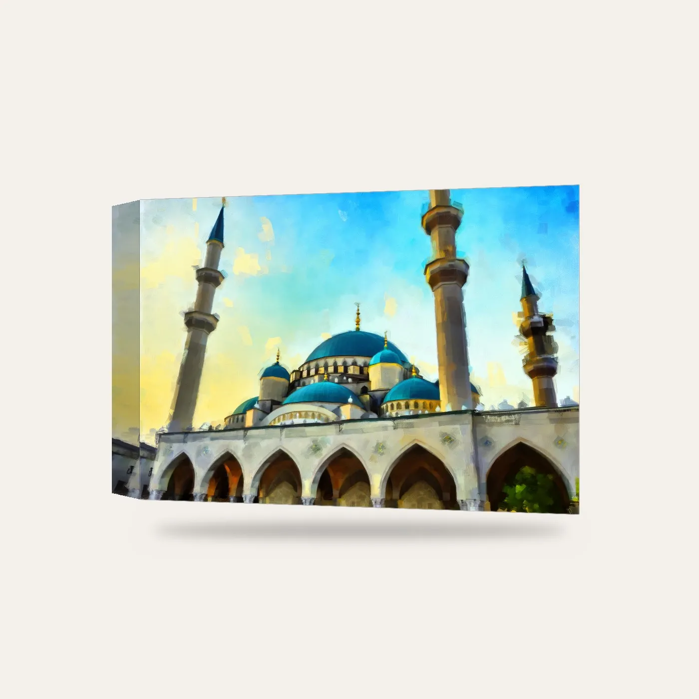 Mavi Kubbeli Cami Kanvas Tablo — 3 boyutlu görünüm