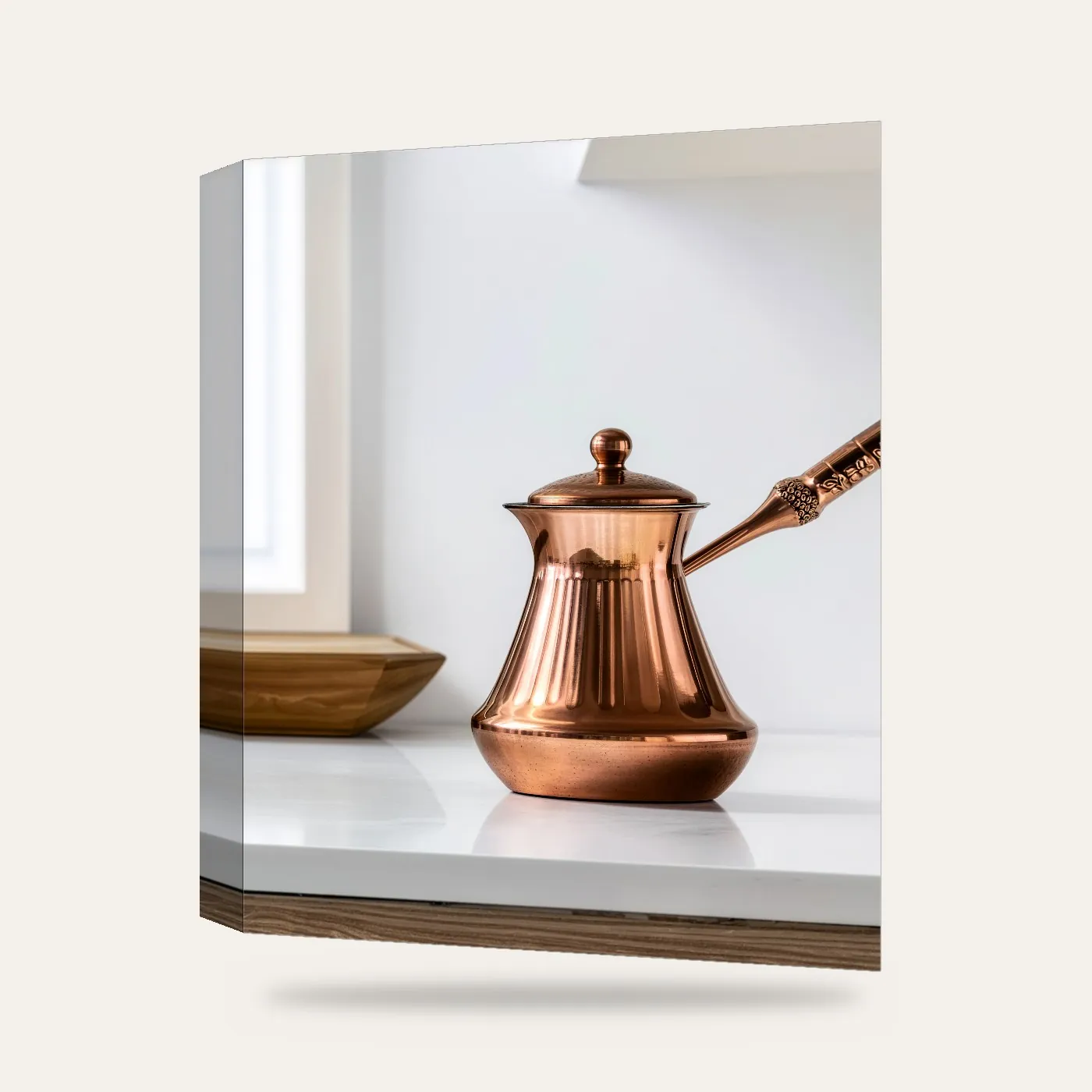 Modern Bakır Cezve Kanvas Tablo — 3 boyutlu görünüm