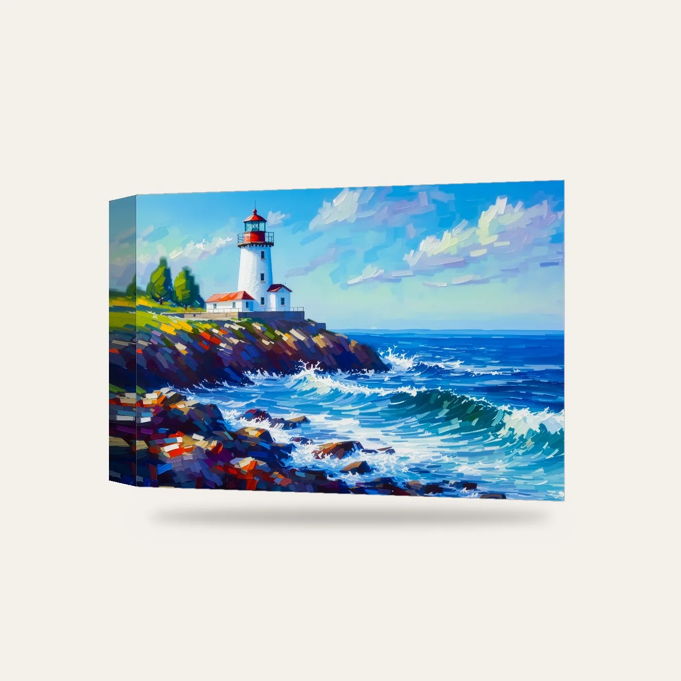Modern Deniz Feneri Kanvas Tablo — 3 boyutlu görünüm