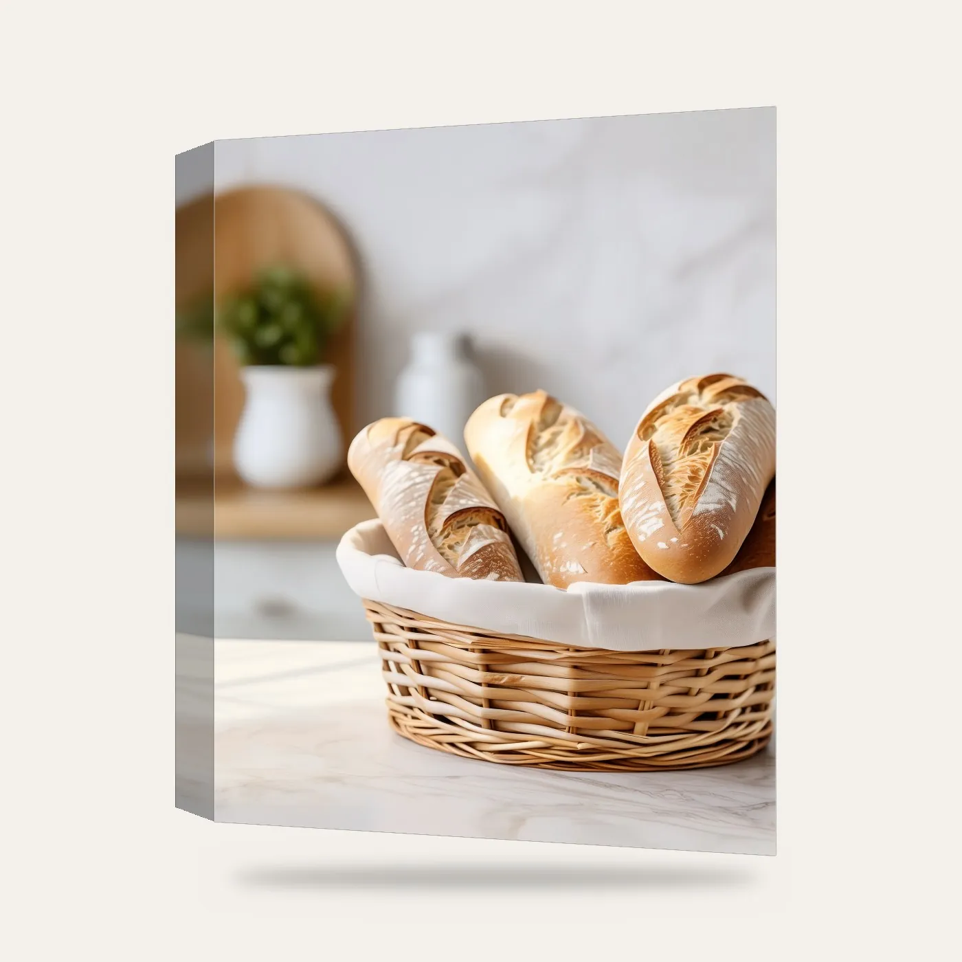 Modern Ekmek Sepeti VI Kanvas Tablo — 3 boyutlu görünüm