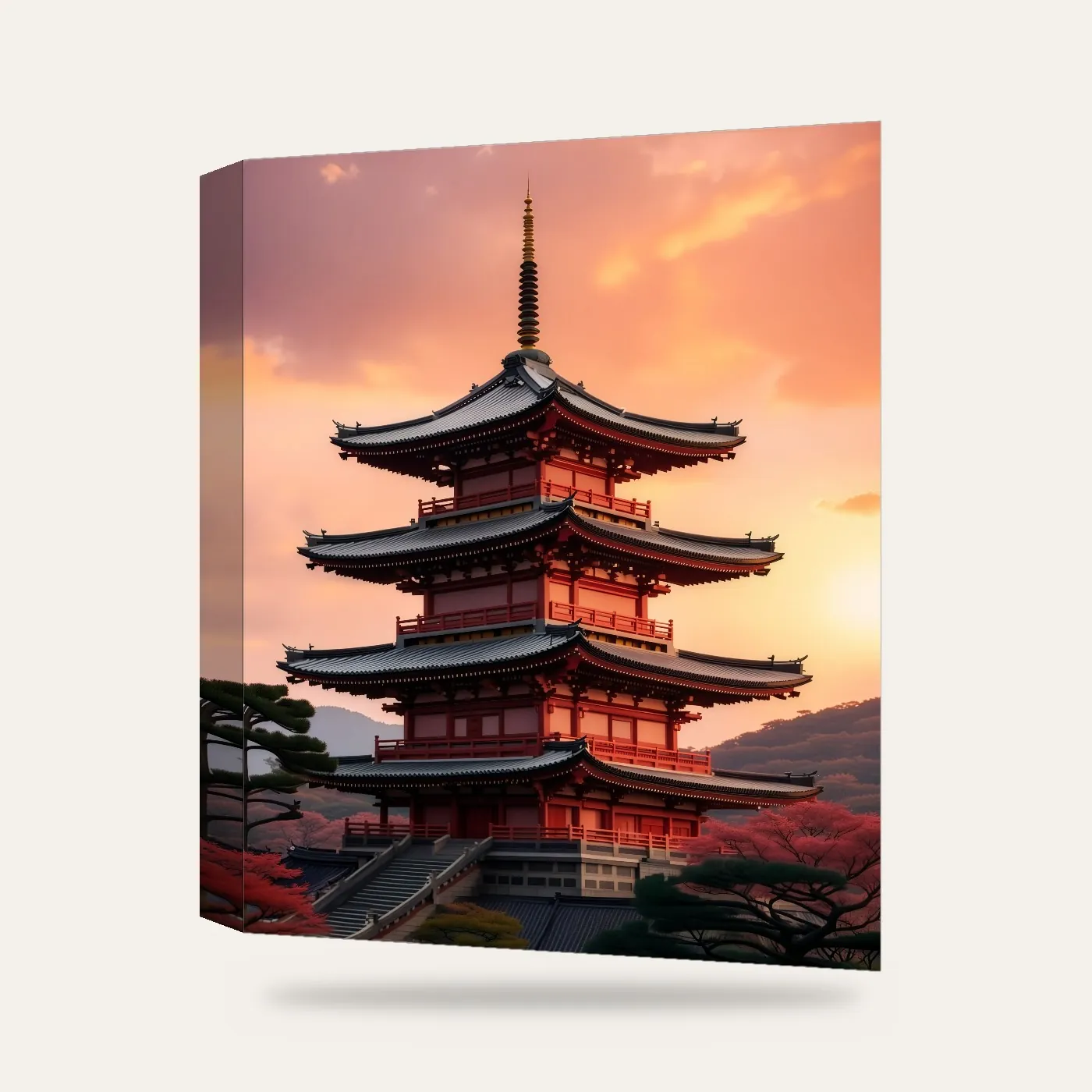 Modern Pagoda Kanvas Tablo — 3 boyutlu görünüm