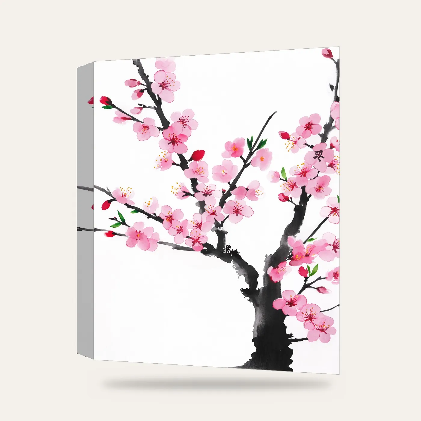 Mürekkep Sakura Dalı Kanvas Tablo — 3 boyutlu görünüm