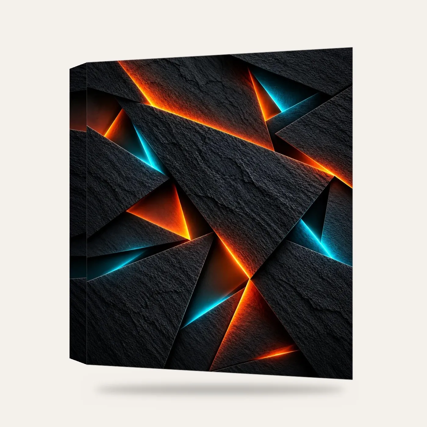 Neon Işıklı Geometri Kanvas Tablo — 3 boyutlu görünüm