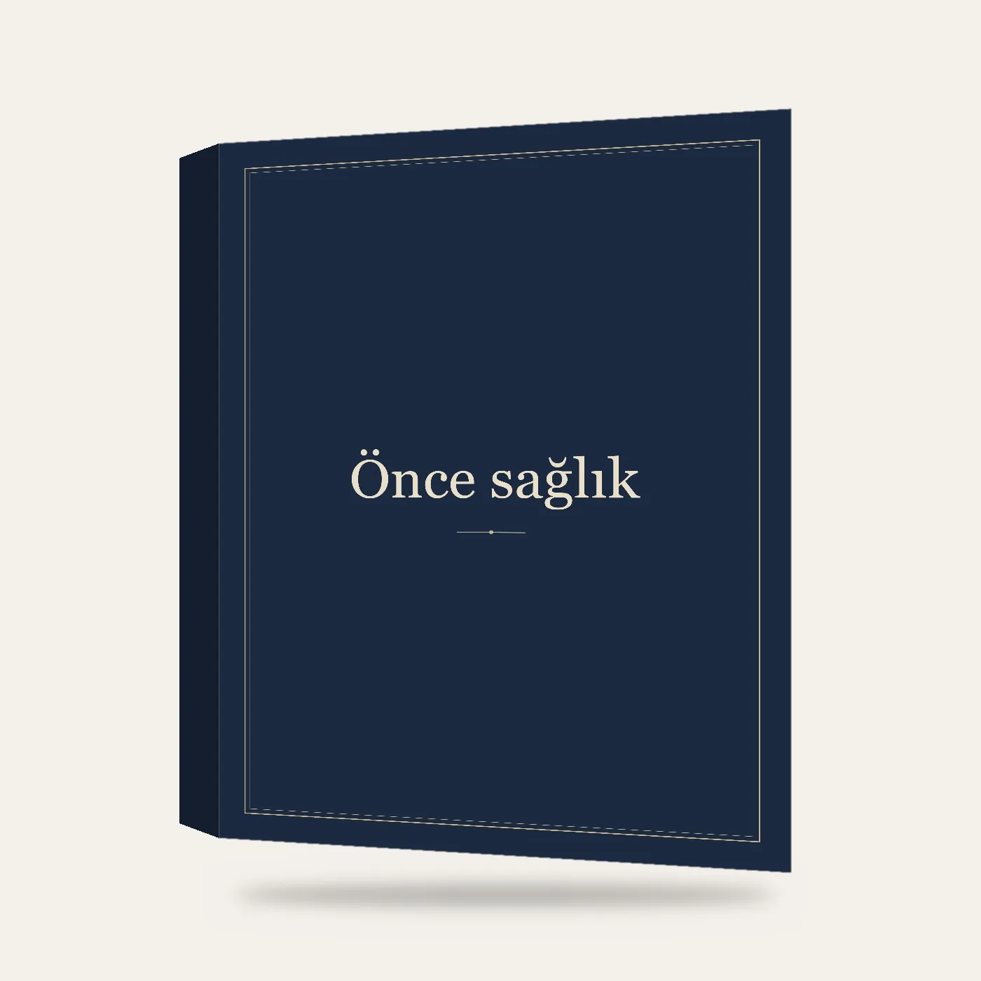 “Önce sağlık” Yazılı Tablo — Lacivert — 3 boyutlu görünüm