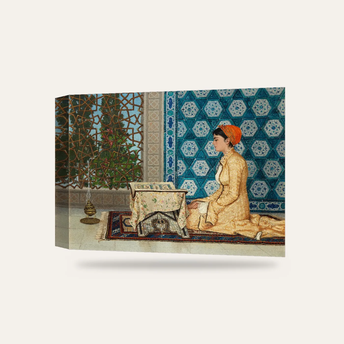 Osman Hamdi Bey Okuyan Genç Kız Kanvas Tablo — 3 boyutlu görünüm
