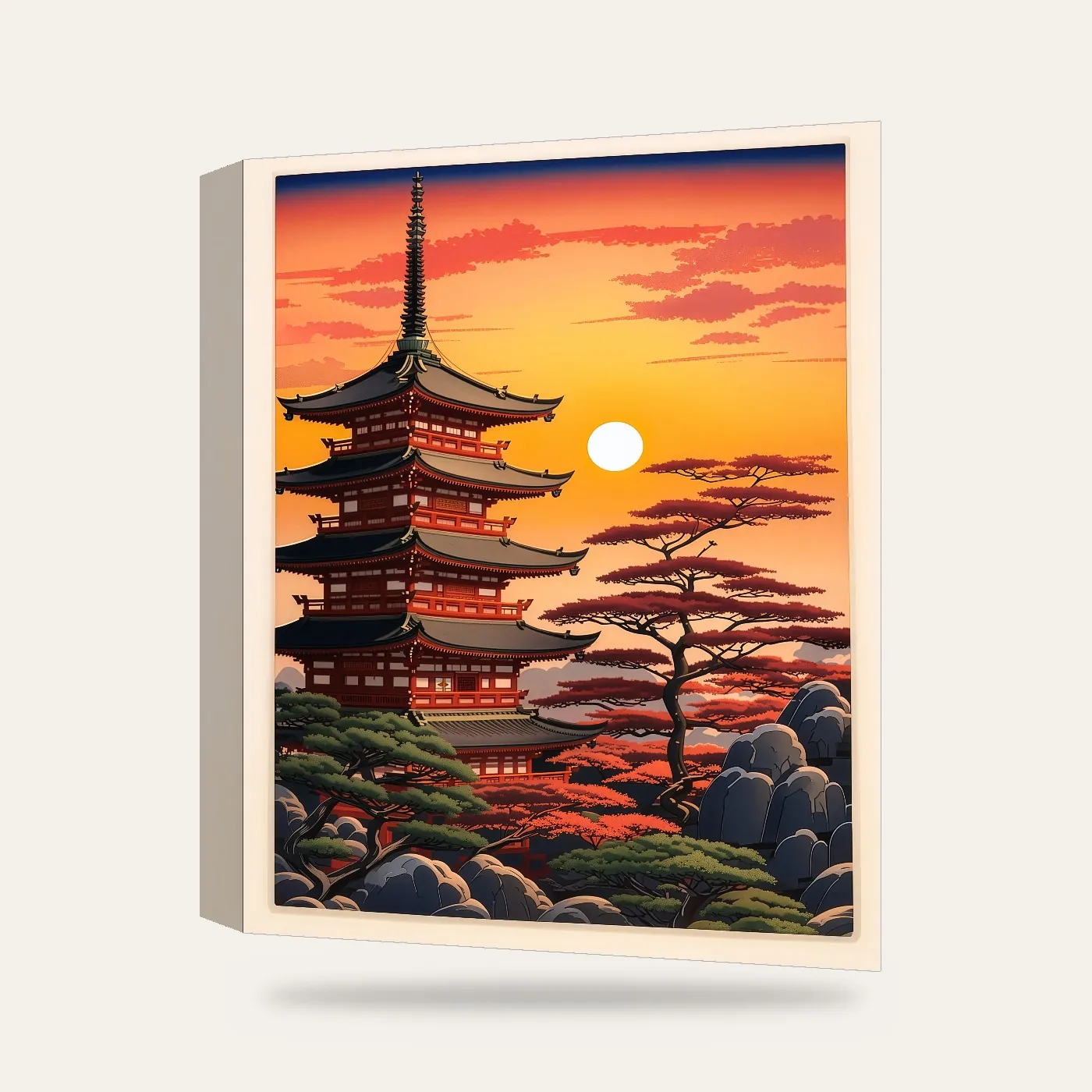 Pagoda Kanvas Tablo — 3 boyutlu görünüm