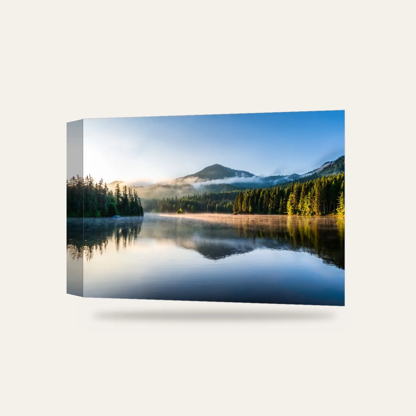 Panoramik Orman Gölü Kanvas Tablo — 3 boyutlu görünüm