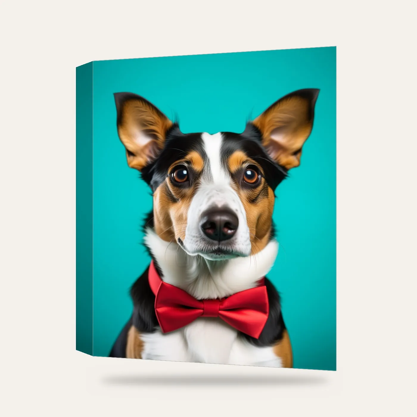 Papyonlu Köpek Kanvas Tablo — 3 boyutlu görünüm