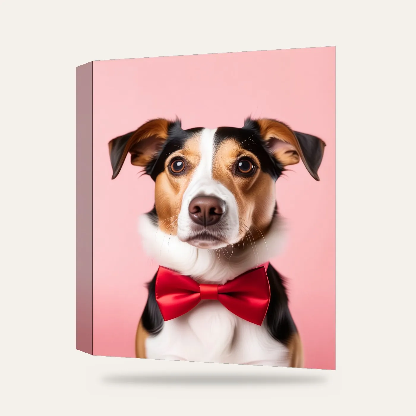 Pastel Papyonlu Köpek Kanvas Tablo — 3 boyutlu görünüm