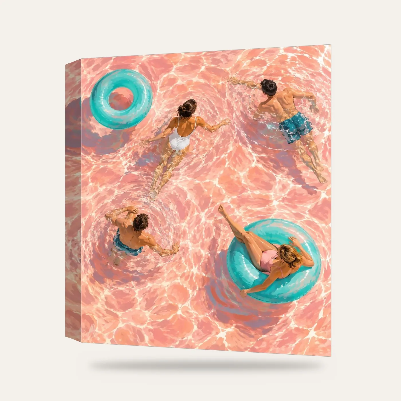 Pembe Havuz Kanvas Tablo — 3 boyutlu görünüm