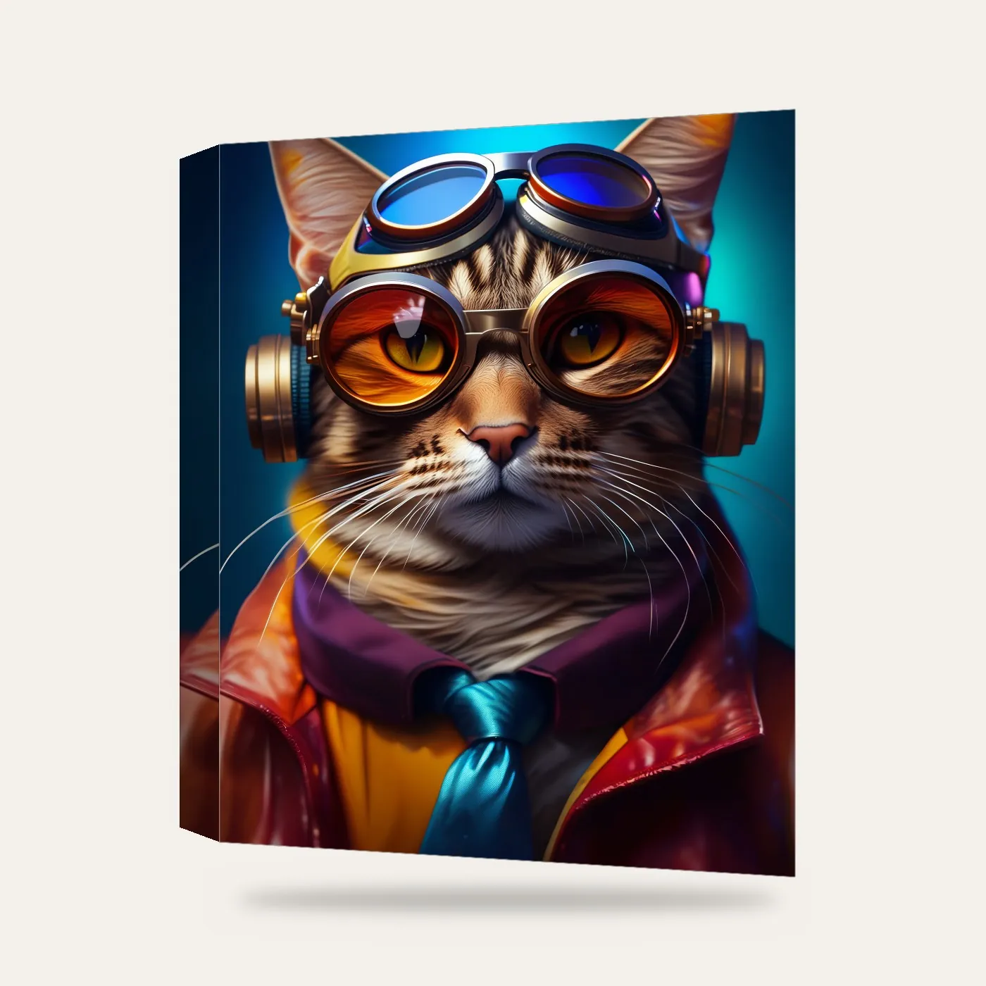 Pilot Kedi Kanvas Tablo — 3 boyutlu görünüm