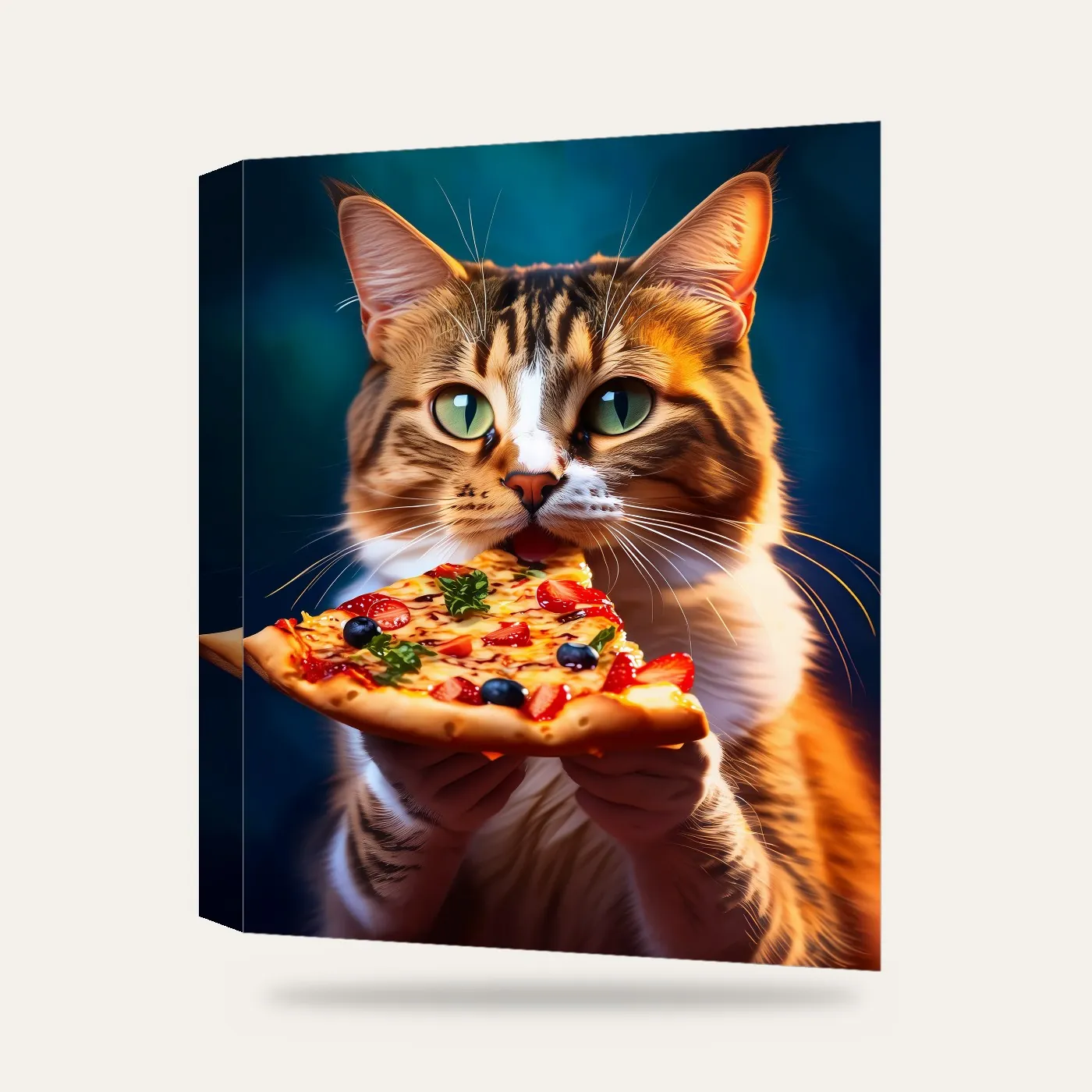 Pizza Seven Kedi Kanvas Tablo — 3 boyutlu görünüm