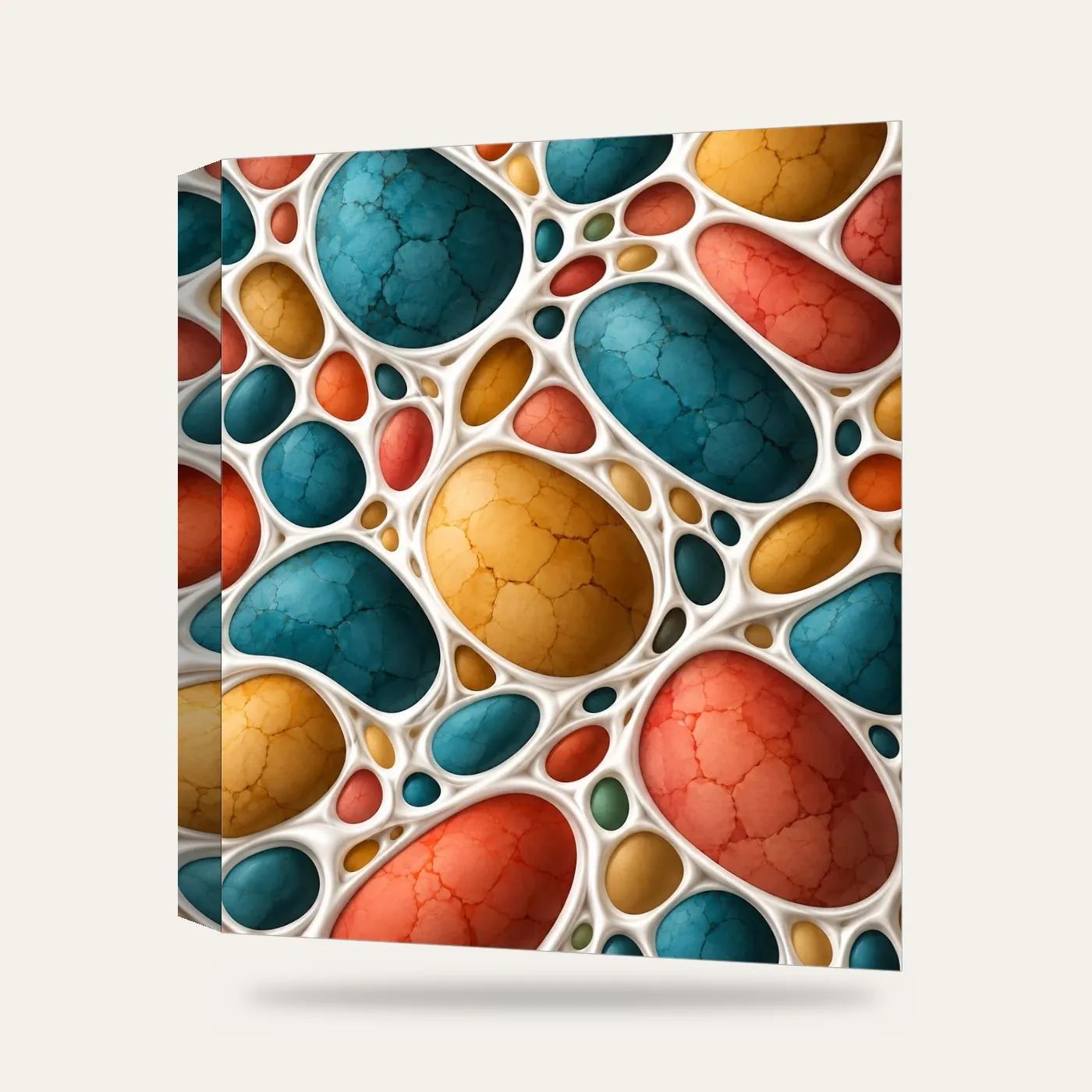 Renkli Taş Hücreler Kanvas Tablo — 3 boyutlu görünüm