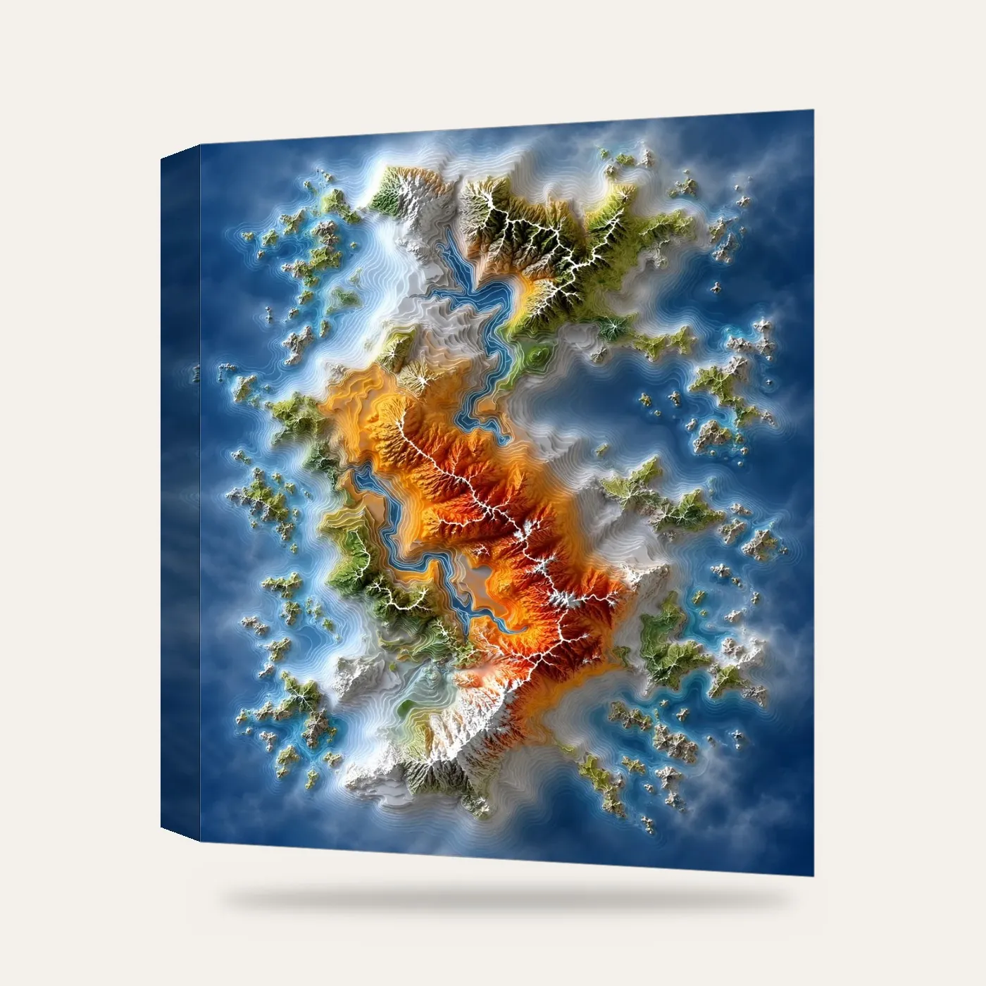 Renkli Topografya Kanvas Tablo — 3 boyutlu görünüm