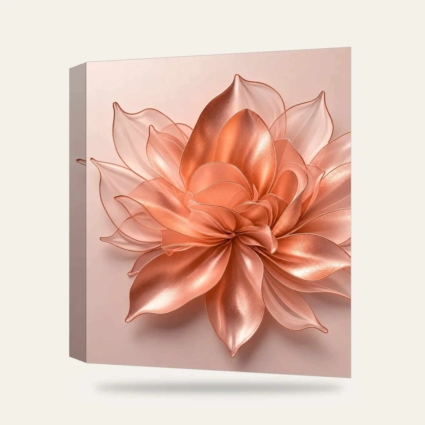 Rose Gold İpek Çiçek Kanvas Tablo — 3 boyutlu görünüm