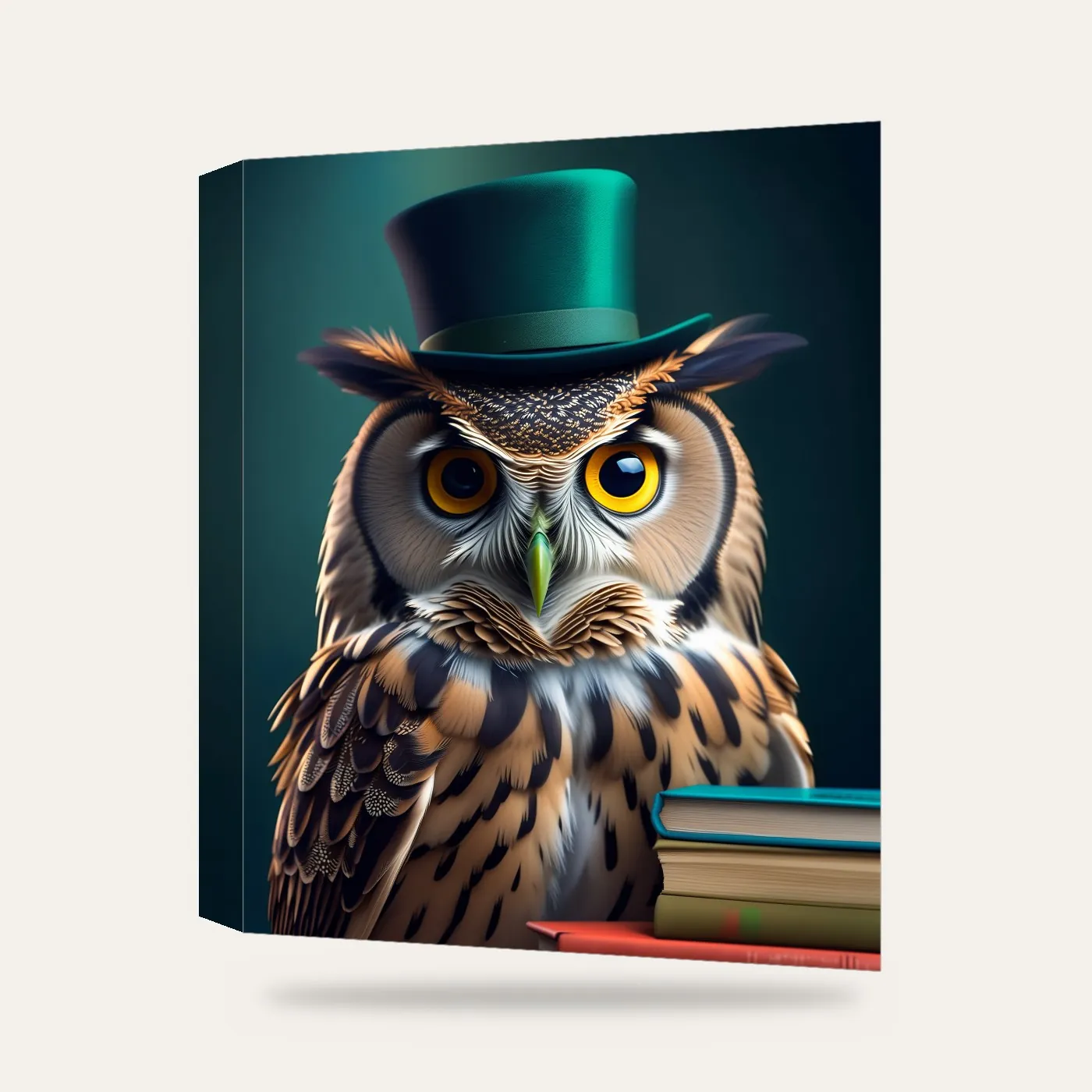 Şapkalı Baykuş Profesör Kanvas Tablo — 3 boyutlu görünüm