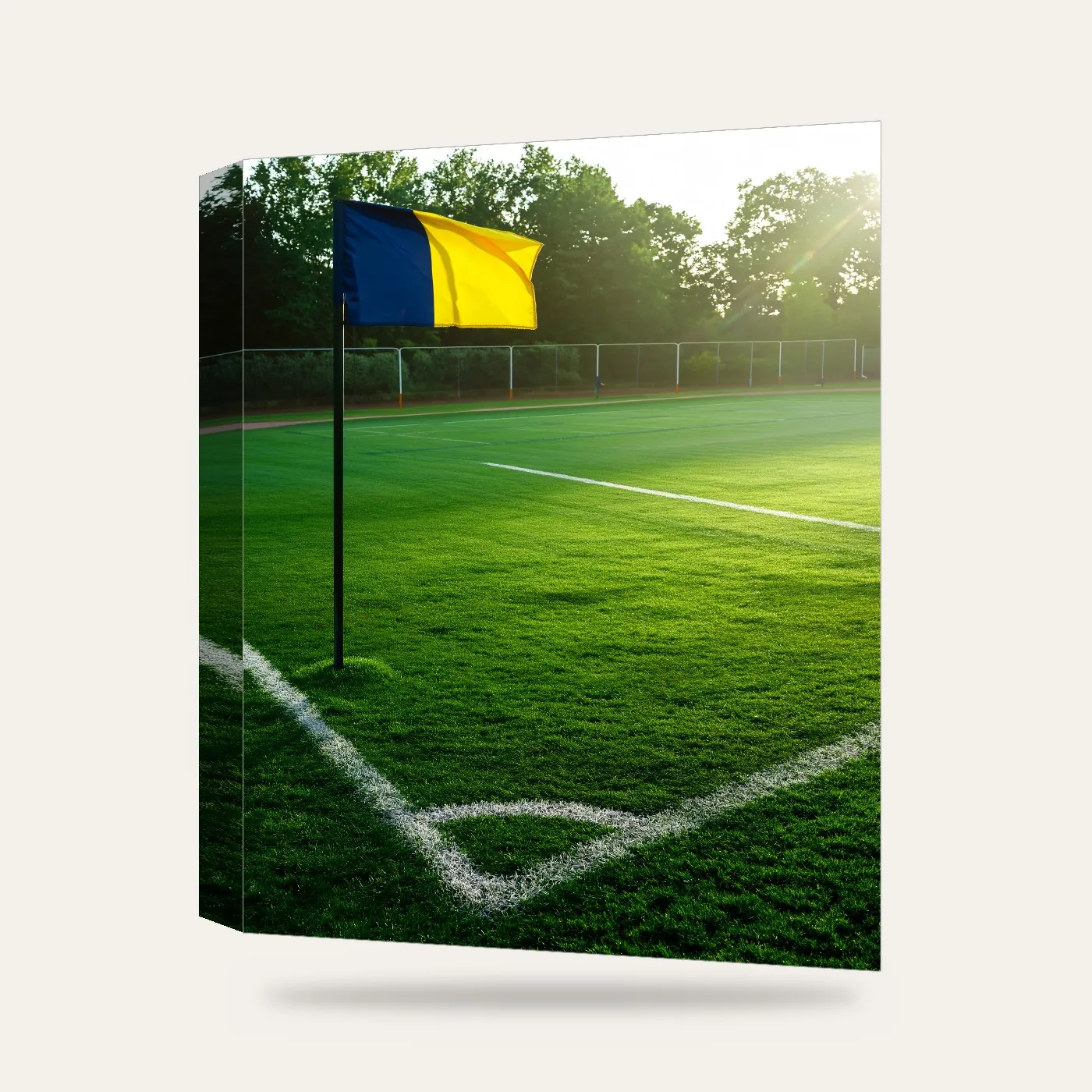 Sarı Lacivert Saha Kenarı Kanvas Tablo — 3 boyutlu görünüm