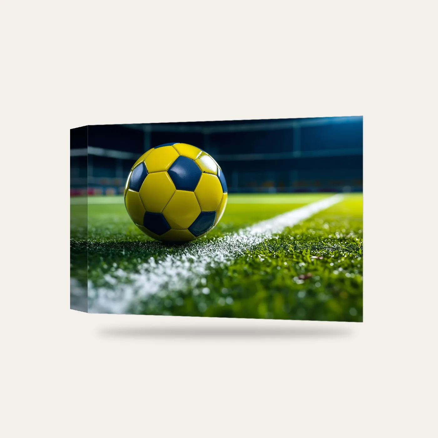 Sarı Lacivert Yeşil Saha Kanvas Tablo — 3 boyutlu görünüm