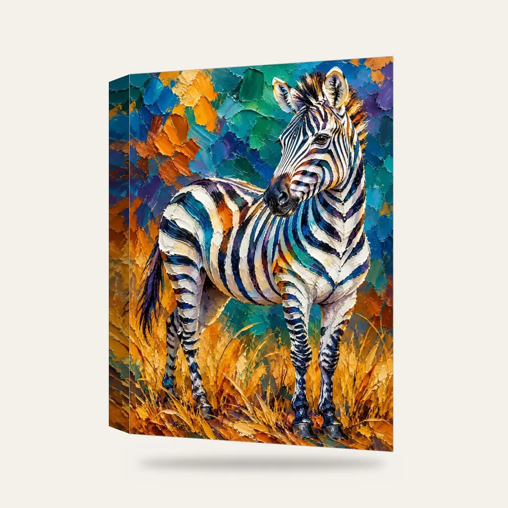 Savanda Zebra Kanvas Tablo — 3 boyutlu görünüm