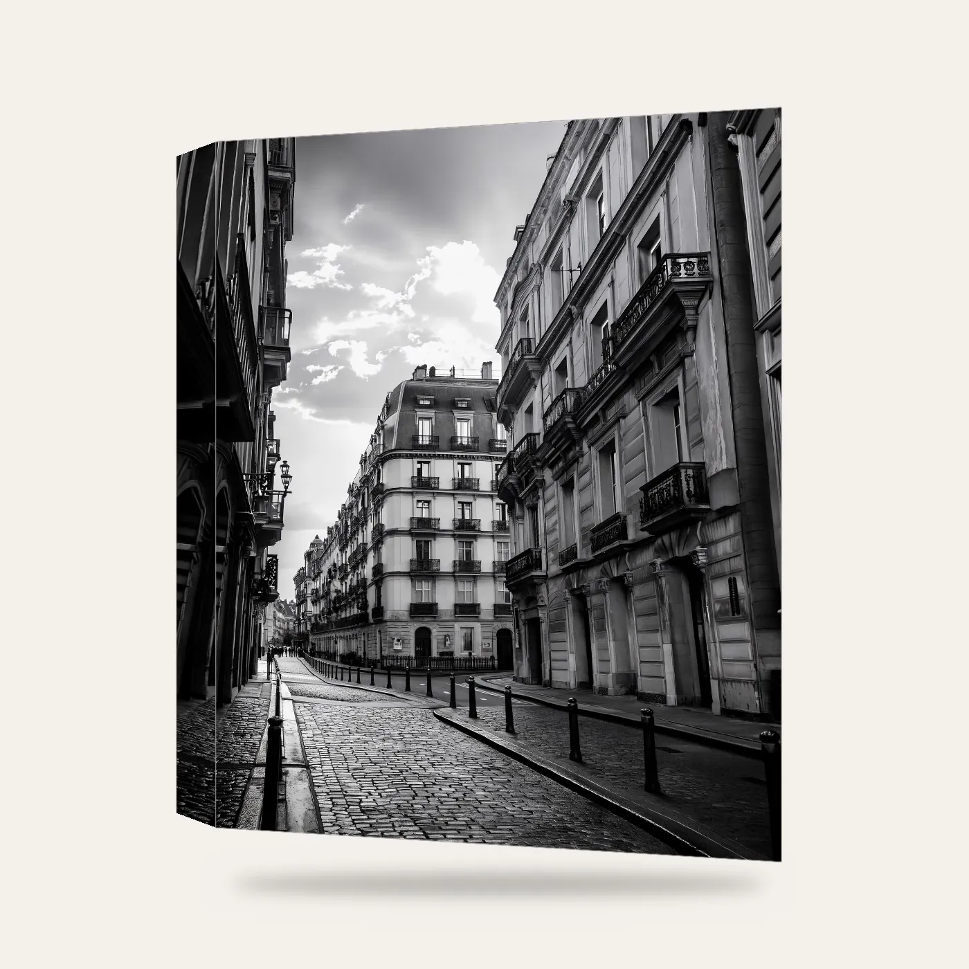 Siyah Beyaz Paris Sokakları Kanvas Tablo — 3 boyutlu görünüm