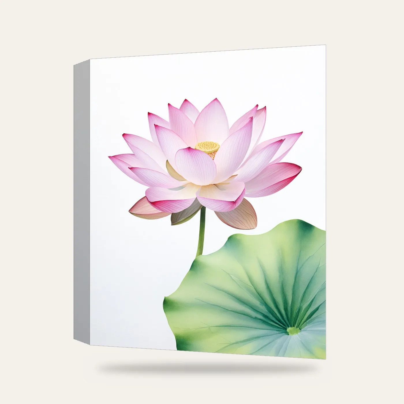 Suluboya Botanik Lotus Kanvas Tablo — 3 boyutlu görünüm