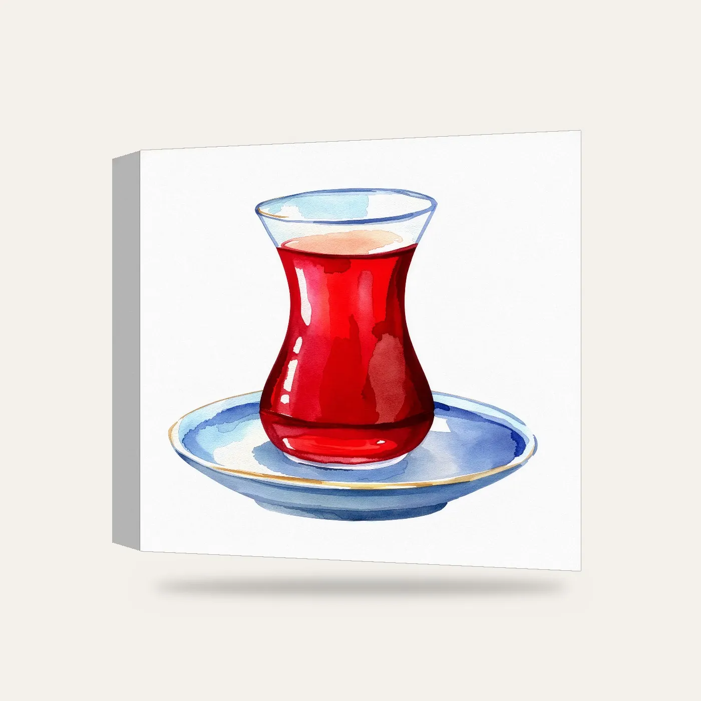Suluboya Çay Bardağı Kanvas Tablo — 3 boyutlu görünüm