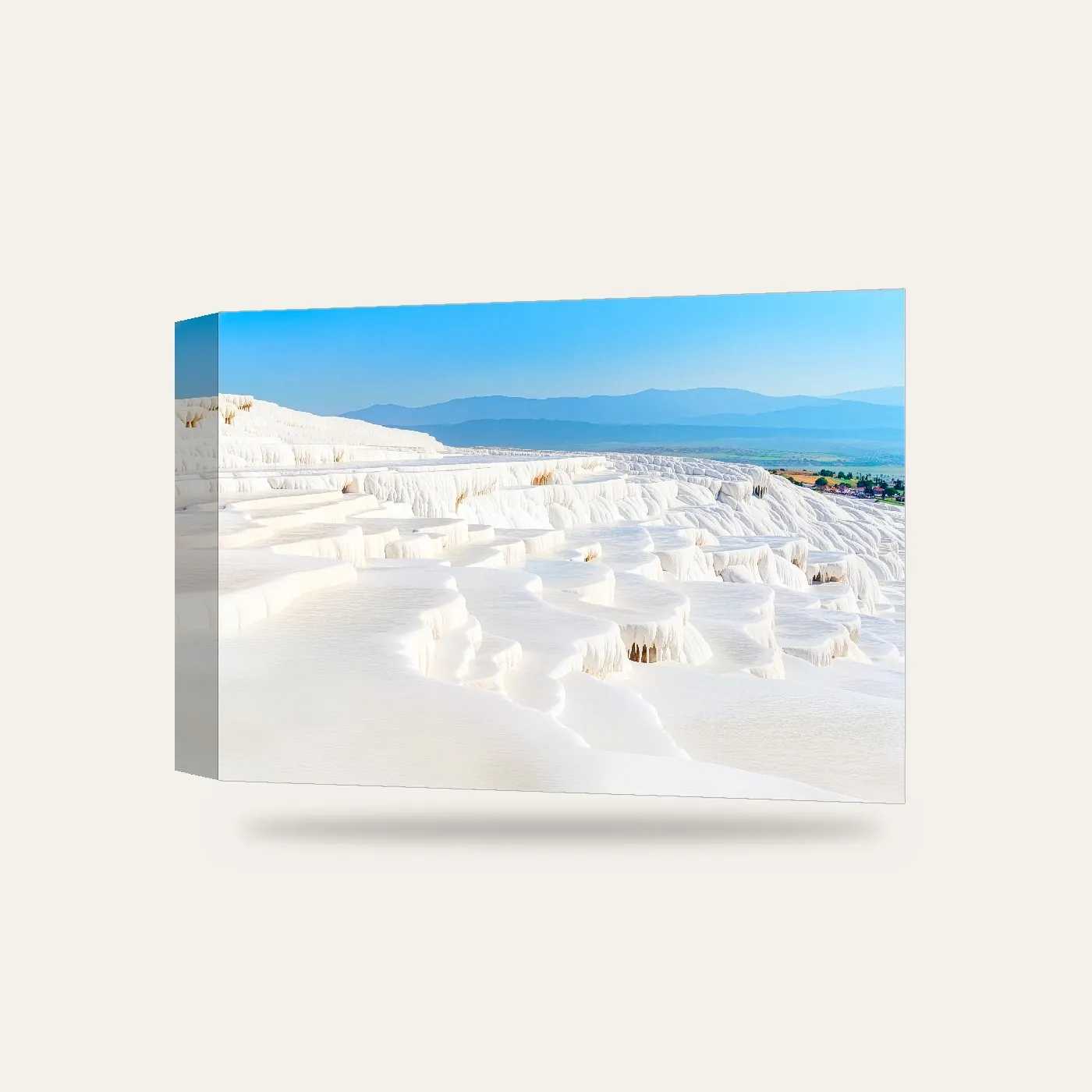 Suluboya Pamukkale Travertenleri Kanvas Tablo — 3 boyutlu görünüm