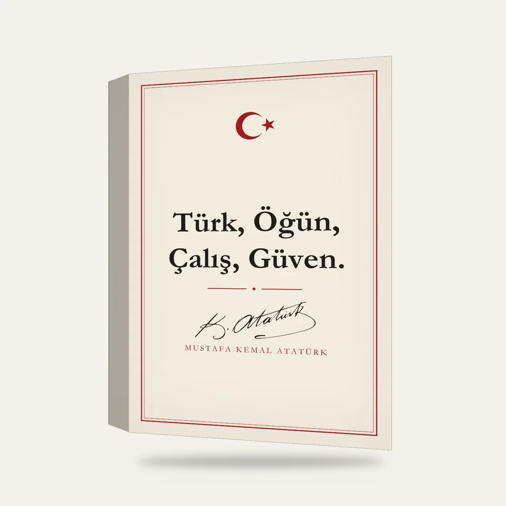 Türk Öğün Çalış Güven Atatürk Sözü Kanvas Tablo — 3 boyutlu görünüm
