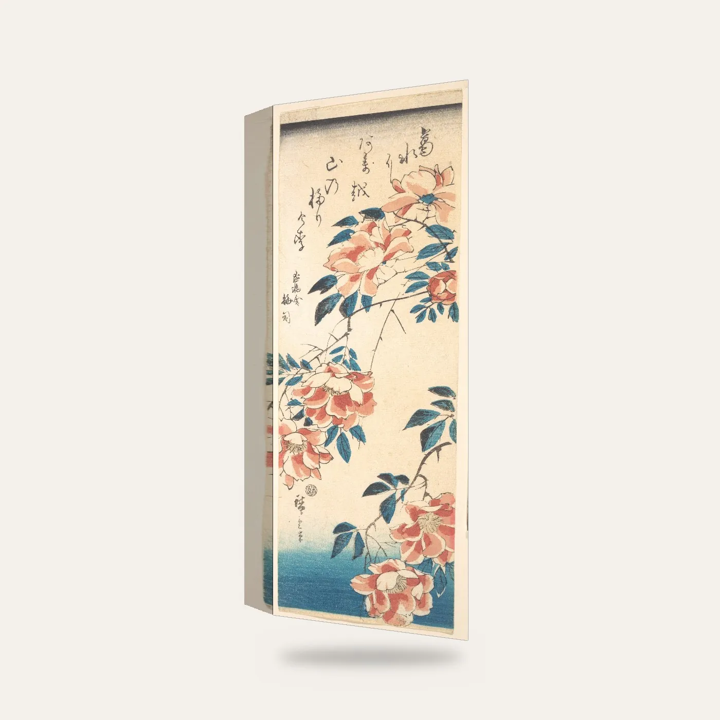 Utagawa Hiroshige Gül Kanvas Tablo — 3 boyutlu görünüm