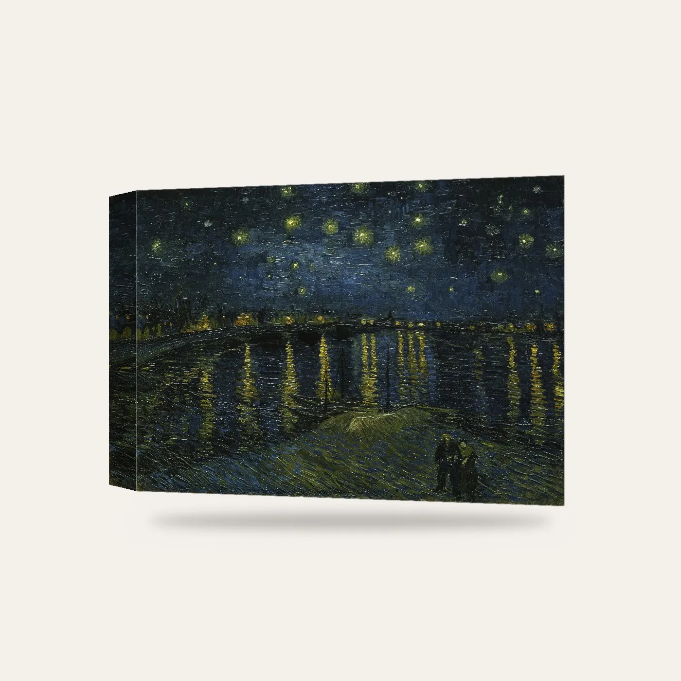 Van Gogh Ron Nehri Üzerinde Yıldızlı Gece Kanvas Tablo — 3 boyutlu görünüm