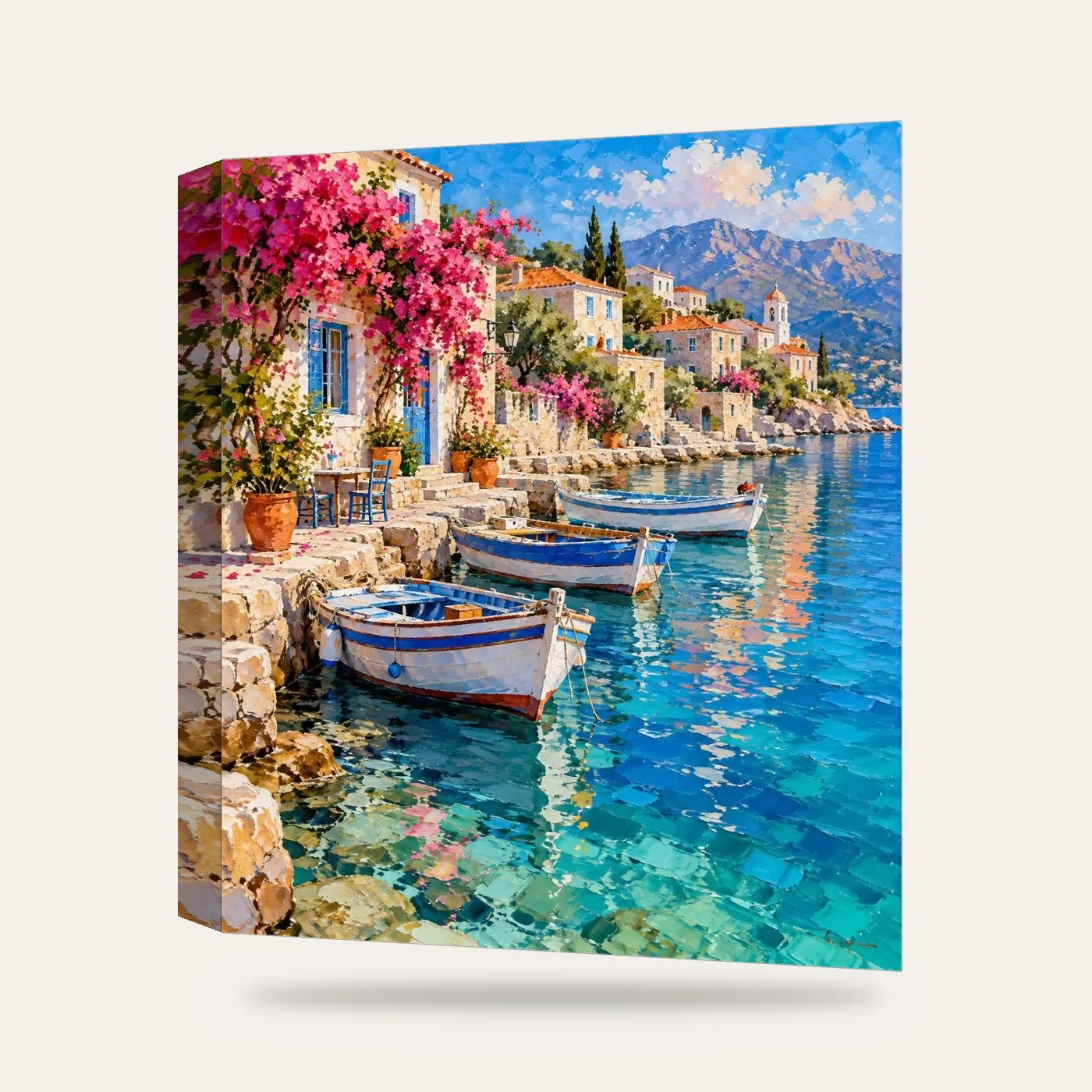 Yazlık Liman Kanvas Tablo — 3 boyutlu görünüm