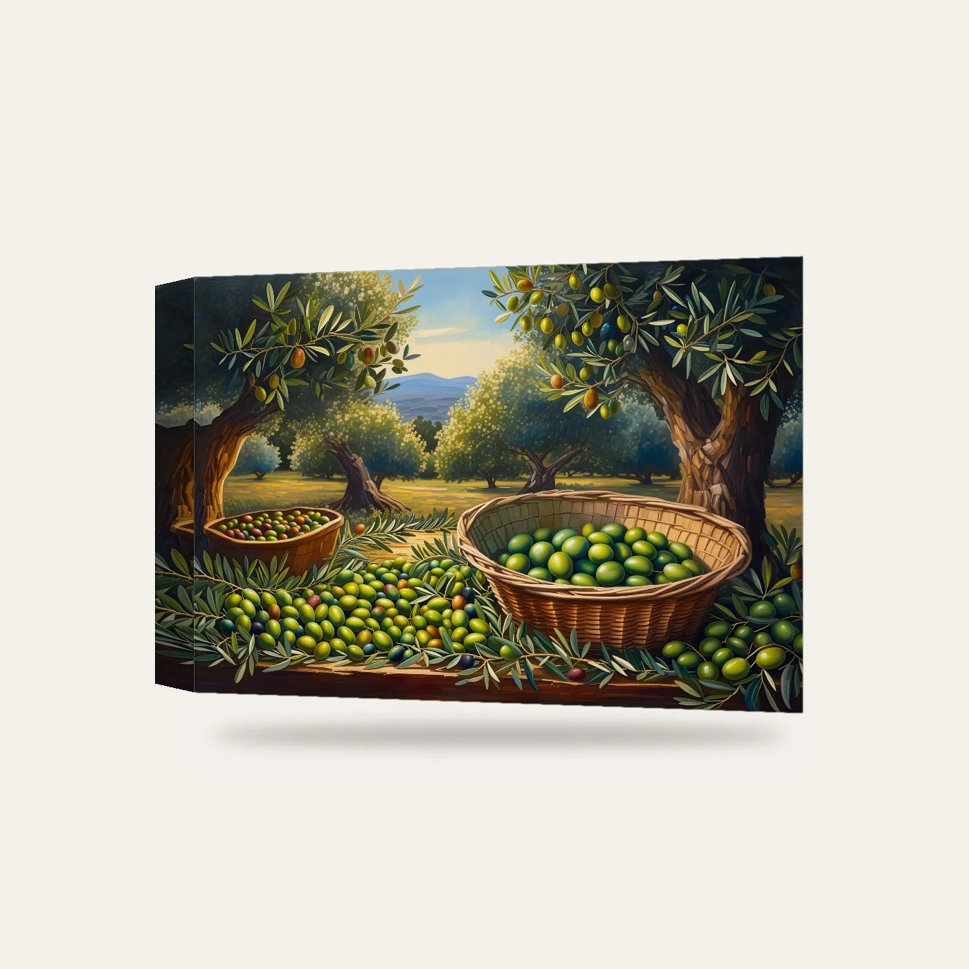 Zeytin Hasadı Kanvas Tablo — 3 boyutlu görünüm